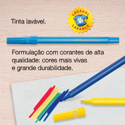 Imagem de Canetinha hidrográfica faber-castell 12 cores tinta lavável