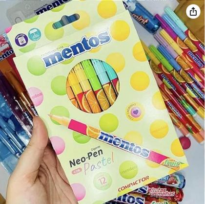 Imagem de Canetinha Mentos Neo-Pen Gigante com 12 cores Tons Pastel Compactor
