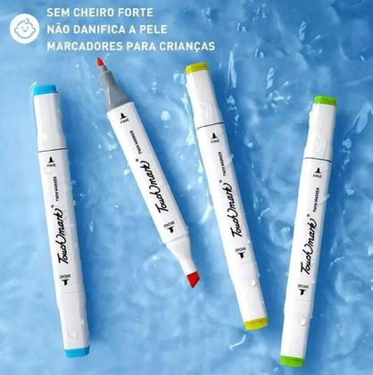 Imagem de Canetinha Triangular Ponta Dupla Hidrográfica Pote 24 Cores