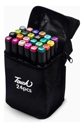 Imagem de Canetinha Triangular Ponta Dupla Hidrográfica Pote 24 Cores