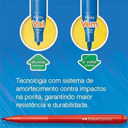 Canetinha vai e vem tons pastel Faber Castell com 6 cores, ponta afunda e volta - Faber-Castell Imagem de Canetinha vai e vem tons pastel Faber Castell com 6 cores, ponta afunda e volta