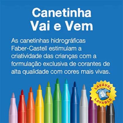 Canetinha vai e vem tons pastel Faber Castell com 6 cores, ponta afunda e volta - Faber-Castell Imagem de Canetinha vai e vem tons pastel Faber Castell com 6 cores, ponta afunda e volta