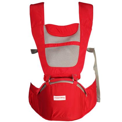 Imagem de Canguru Carrega Bebê Ergonômico Passeio 6 em 1 Posições Baby Até 20 Kg Importway BWCER-001 Vermelho