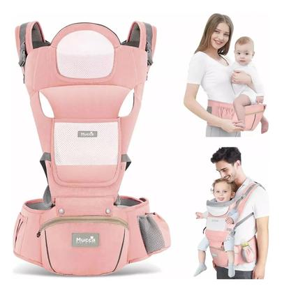 Imagem de Canguru Elegance 7 Posições Para Passeio c/Bebê Mucca Ergonômico Rosa Bebê