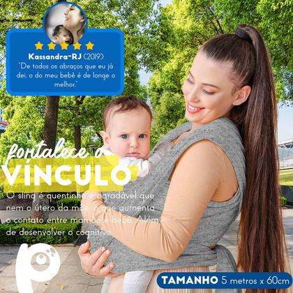 Imagem de Canguru Wrap Sling Bebê Carregador Carrier Enxoval Passeio Cinza Mescla