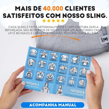 Imagem de Canguru Wrap Sling Bebê Carregador Carrier Enxoval Passeio Cinza Mescla