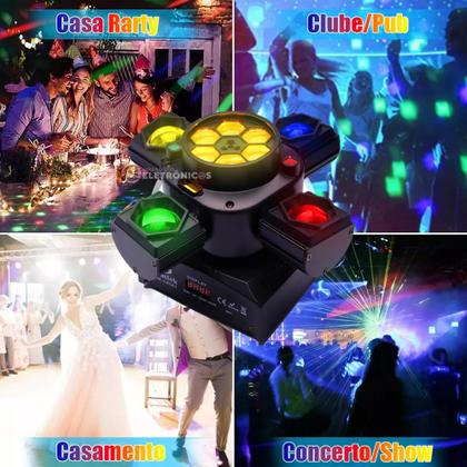Imagem de Canhão Efeito de Luz Profissional com LEDs RGBW, Lasers e Movimento 360º Moving ONLP507