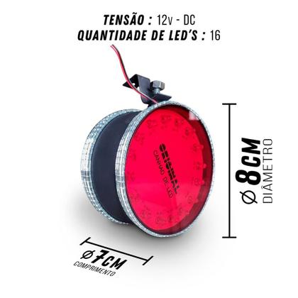Imagem de Canhão Leds Corujinha Vermelho Coruja Spot Caminhão 12v