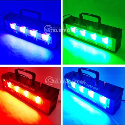 Imagem de Canhão Super Strobo Colorido RGB Controle Remoto 4 LEDs Branco de 80W de Potencia - 1948815