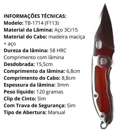 Imagem de Canivete Automático de Bolso Discreto com trava TB1759 TB1716 1733 TB1714 TB1715