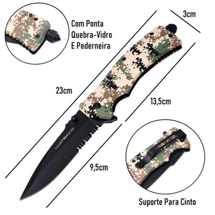 Imagem de Canivete de Bolso de Sobrevivência Camuflado Trava Liner Lock Pederneira Quebra Vidro SLKD02 SLKD021