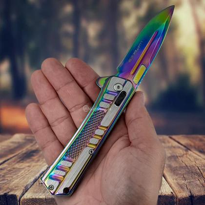 Imagem de Canivete Inox 9cm com Clip, Trava de Pressão e Capinha de Proteção SLKD329