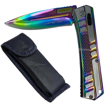 Imagem de Canivete Inox 9cm com Clip, Trava de Pressão e Capinha de Proteção SLKD329