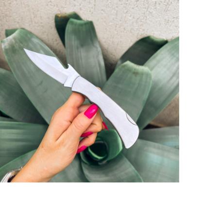 Canivete Inox de Bolso Retrátil Com Trava Presilha Para Pescaria