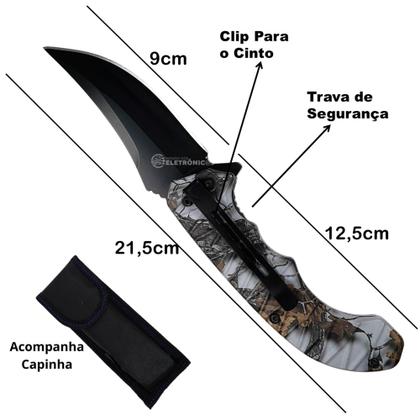 Imagem de Canivete Leve e Resistente com Lâmina 9cm, Trava de Segurança e Capinha SLKD338