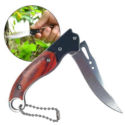 Imagem de Canivete Para Camping E Pesca Com Cabo Em Madeira Compacto e Resistente XV3093 XV3094