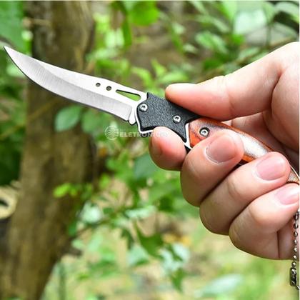 Imagem de Canivete Para Camping E Pesca Com Cabo Em Madeira Compacto e Resistente XV3093 XV3094