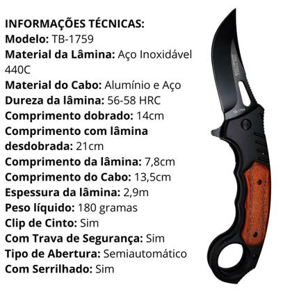 Imagem de Canivete Resistente Aço Inox Trava Ideal Para Bolso Para Presente TB1759 TB1716 1733 TB1714 TB1715