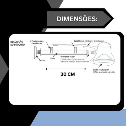 Imagem de Cano Branco Reforçado Para Duchas E Chuveiros 30 Cm - Fame