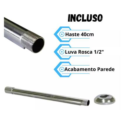 Imagem de Cano Para Chuveiro 30cm Aluminio Polido Alurem