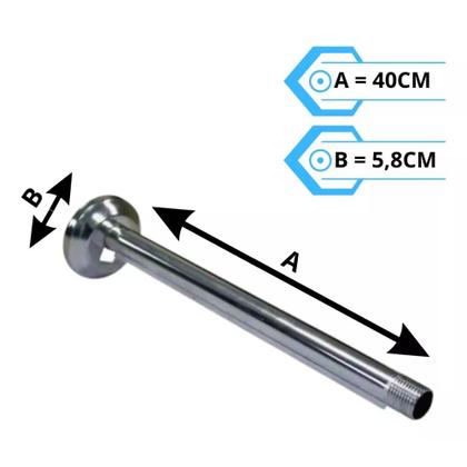 Imagem de Cano Para Chuveiro 30cm Aluminio Polido Alurem