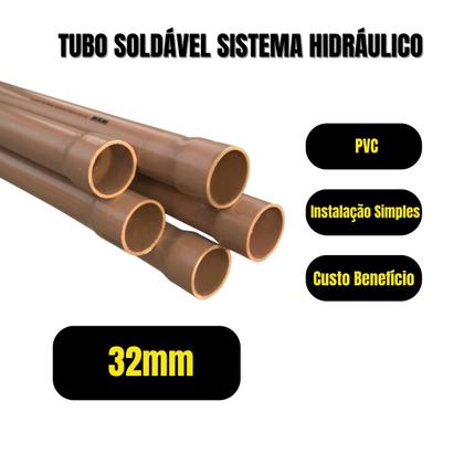 Imagem de Cano Tubo Pvc Soldável Marrom 32mm 6 Metros Hidráulico