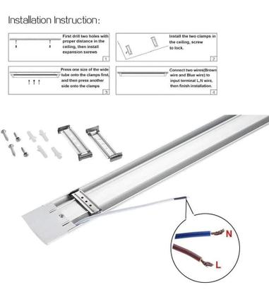 Imagem de Canoa de luz tubular LED 120cm 36W plana com base