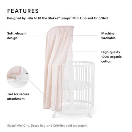 Imagem de Canopy de berço de algodão lavável Stokke Sleepi da Pehr Blush