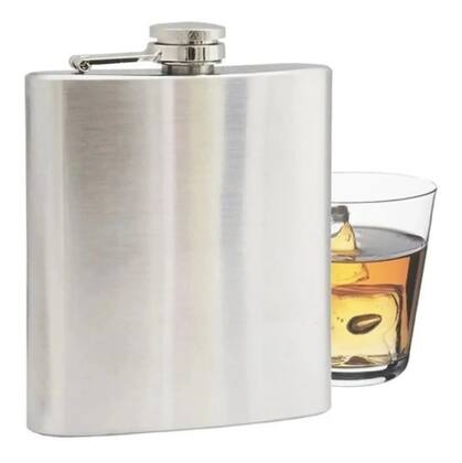 Imagem de Cantil De Bolso Em Inox Frasco Whiskeira Porta Bebida Whisky