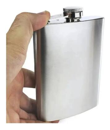 Imagem de Cantil De Bolso Em Inox Frasco Whiskeira Porta Bebida Whisky