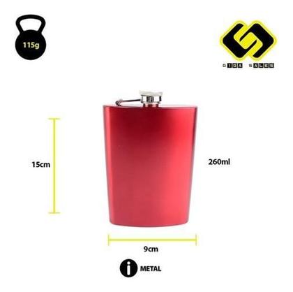 Imagem de Cantil Porta Bebida De Bolso Vermelho 260Ml Whisky Vodka Fg