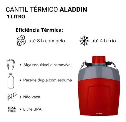 Imagem de Cantil Térmico Aladdin 1 Litro C/ Alça Azul Ou Vermelho