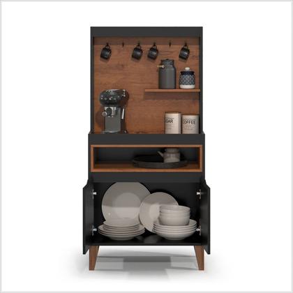 Imagem de Cantinho do Café Aparador Buffet Flow Preto Freijó - EJ Móveis