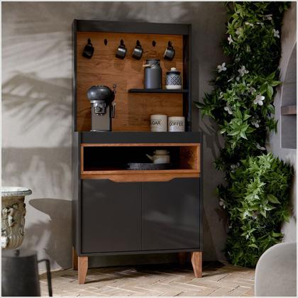 Imagem de Cantinho do Café Aparador Buffet Flow Preto Freijó - EJ Móveis