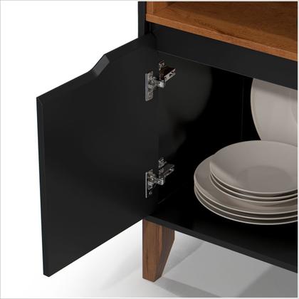 Imagem de Cantinho do Café Aparador Buffet Flow Preto Freijó - EJ Móveis