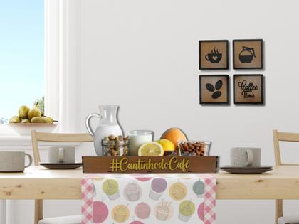 Imagem de Cantinho Do Café Bandeja Com 4 Quadrinhos Decorativos