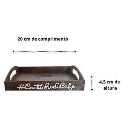 Imagem de Cantinho do Café Bandeja com 6 Xicaras em Acrilico Preto Chá Kit Conjunto Jogo