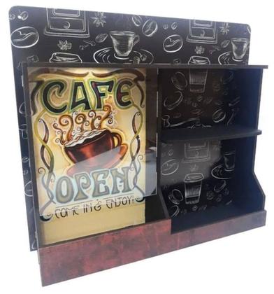 Imagem de Cantinho Do Café C/ Porta Capsulas E Xicaras C/ Visor Mdf