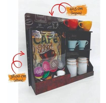 Imagem de Cantinho Do Café C/ Porta Capsulas E Xicaras C/ Visor Mdf