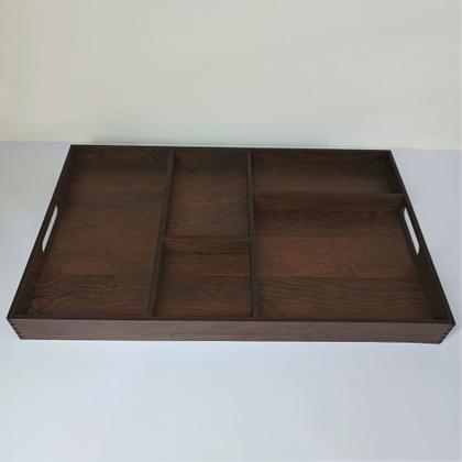 Imagem de Cantinho do café com bandeja em madeira com divisórias com espelho sobreposto 4 organizadores