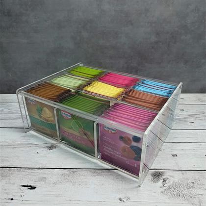 Imagem de Cantinho do café com bandeja em madeira com divisórias com espelho sobreposto 4 organizadores