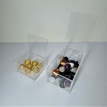 Imagem de Cantinho do café com bandeja em madeira com divisórias com espelho sobreposto 4 organizadores