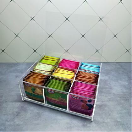 Imagem de Cantinho do café com bandeja em madeira com divisórias com espelho sobreposto 4 organizadores