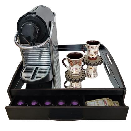 Imagem de Cantinho do café com gaveta porta capsulas + espelho sobreposto cor nero rust