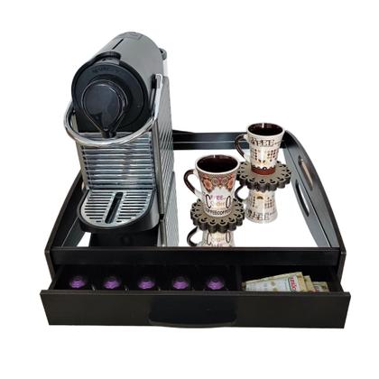 Imagem de Cantinho do café com gaveta porta capsulas + espelho sobreposto cor nero rust