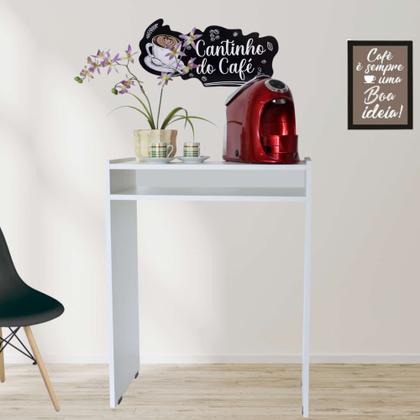 Imagem de Cantinho Do Café Mesa De Apoio Aparador Com Prateleira Recepção Branco Cód.702