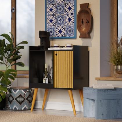 Imagem de Cantinho do Café Ripado Linus + Conjunto Mesas Apoio e Lateral Classic Preto