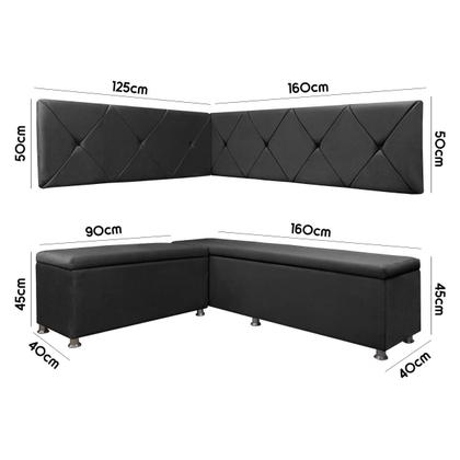 Imagem de Canto Alemão 4 Lugares para Lanchonete 1,25x1,60m Cinza SOFA STORE