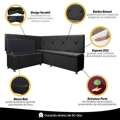 Imagem de Canto Alemão 4 Lugares para Lanchonete 1,25x1,60m Cinza SOFA STORE