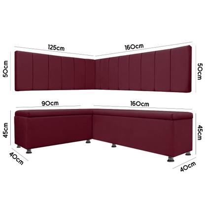 Imagem de Canto Alemão 4 Lugares para Lanchonete 1,25x1,60m Liso Bordo SOFA STORE